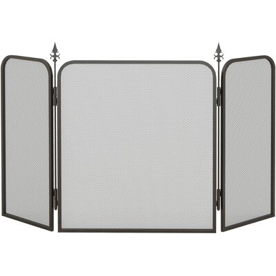 HOMCOM Pare feu cheminée pliable 3 panneaux, pare-étincelles cheminée, grille de protection cheminée en maille de métal noir - Publicité HOMCOM Pare feu cheminée pliable 3 panneaux, pare-étincelles cheminée, grille de protection cheminée en maille de métal noir - Publicité