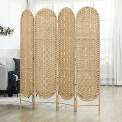 HOMCOM Paravent Séparateur d'Espaces 4 Panneaux 160x170 cm avec Partie Supérieure Arquée Tissé à la Main Séparateur Pliable Naturel - Publicité HOMCOM Paravent Séparateur d'Espaces 4 Panneaux 160x170 cm avec Partie Supérieure Arquée Tissé à la Main Séparateur Pliable Naturel - Publicité