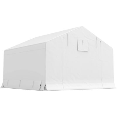Outsunny Abri de jardin et tente garage 3x3 m imperméable avec porte enroulable, métal et PE, blanc - Publicité Outsunny Abri de jardin et tente garage 3x3 m imperméable avec porte enroulable, métal et PE, blanc - Publicité