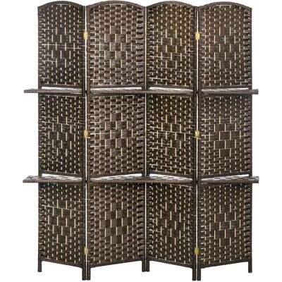 HOMCOM Paravent marron 160x170cm 4 panneaux avec 2 étagères - Publicité HOMCOM Paravent marron 160x170cm 4 panneaux avec 2 étagères - Publicité