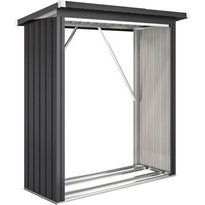 Outsunny Abri-bûches couvert support pour bois de chauffage plancher surélevé toit incliné, acier galvanisé 150x66,5x150cm gris - Publicité Outsunny Abri-bûches couvert support pour bois de chauffage plancher surélevé toit incliné, acier galvanisé 150x66,5x150cm gris - Publicité