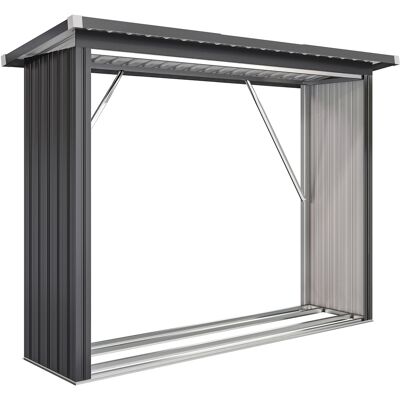 Outsunny Abri-bûches couvert support pour bois de chauffage plancher surélevé toit incliné, acier galvanisé 213x66,5x150cm gris - Publicité Outsunny Abri-bûches couvert support pour bois de chauffage plancher surélevé toit incliné, acier galvanisé 213x66,5x150cm gris - Publicité