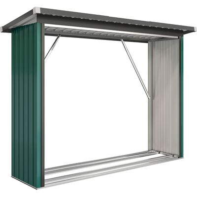 Outsunny Abri-bûches Couvert Support pour Bois de Chauffage Plancher Surélevé Toit Incliné, Acier Galvanisé 213x66,5x150cm Vert - Publicité Outsunny Abri-bûches Couvert Support pour Bois de Chauffage Plancher Surélevé Toit Incliné, Acier Galvanisé 213x66,5x150cm Vert - Publicité