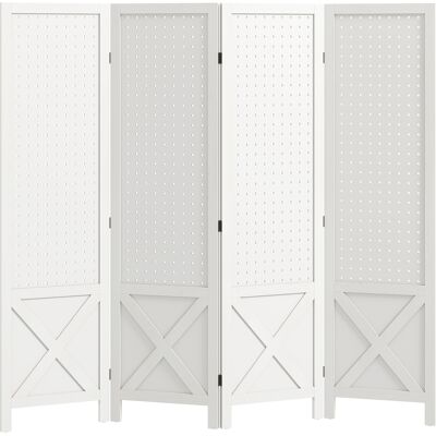 HOMCOM Paravent intérieur en bois 4 panneaux séparateur de pièce pliable panneau perforé 152 x 1,7 x 144,5 cm blanc - Publicité HOMCOM Paravent intérieur en bois 4 panneaux séparateur de pièce pliable panneau perforé 152 x 1,7 x 144,5 cm blanc - Publicité