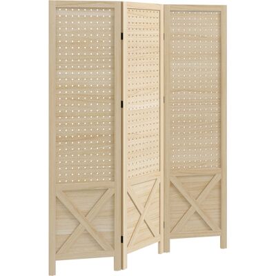 HOMCOM Paravent intérieur en bois 3 panneaux séparateur de pièce pliable panneau perforé 114 x 1,7 x 144,5 cm bois naturel - Publicité HOMCOM Paravent intérieur en bois 3 panneaux séparateur de pièce pliable panneau perforé 114 x 1,7 x 144,5 cm bois naturel - Publicité