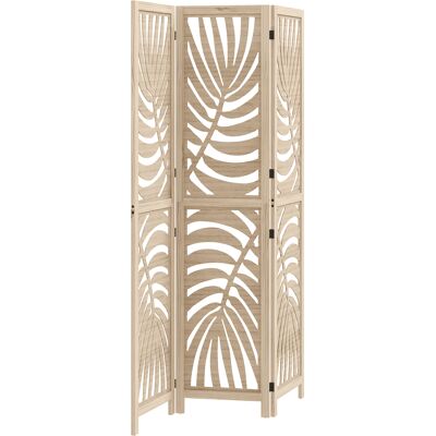 HOMCOM Paravent interieur en bois 3 panneaux 120 x 170 cm, pliable et portable, motif de feuille, design amovible, bois naturel - Publicité HOMCOM Paravent interieur en bois 3 panneaux 120 x 170 cm, pliable et portable, motif de feuille, design amovible, bois naturel - Publicité