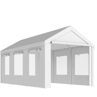 Outsunny Abri de Voiture Tente de Garage Protection UV30+ Hauteur Réglable 6 Fenêtres et Moustiquaire 3x6m Blanc - Publicité Outsunny Abri de Voiture Tente de Garage Protection UV30+ Hauteur Réglable 6 Fenêtres et Moustiquaire 3x6m Blanc - Publicité