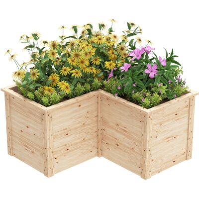 Lettino de Jardin Outsunny - Bac à Fleurs en L - 120x120x62cm - Bois Naturel - Publicité Lettino de Jardin Outsunny - Bac à Fleurs en L - 120x120x62cm - Bois Naturel - Publicité