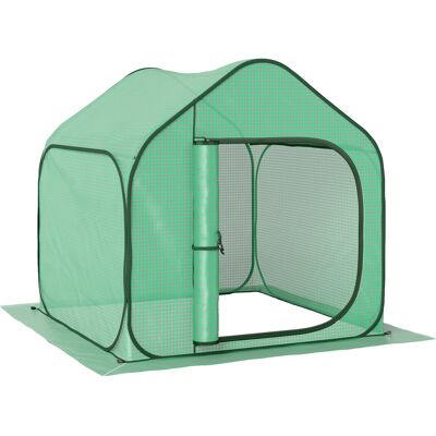 Outsunny Mini serre pop-up petite serre légumes plante fleurs avec porte à fermeture éclair en PE 150 x 148 x 148 cm vert - Publicité Outsunny Mini serre pop-up petite serre légumes plante fleurs avec porte à fermeture éclair en PE 150 x 148 x 148 cm vert - Publicité