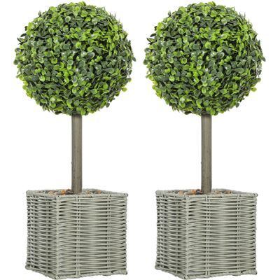 HOMCOM Lot de 2 plantes artificielles, arbres artificiels résistants aux UV dans des pots, adaptés à l'intérieur et à l'extérieur, en plastique, ciment, vert - Publicité HOMCOM Lot de 2 plantes artificielles, arbres artificiels résistants aux UV dans des pots, adaptés à l'intérieur et à l'extérieur, en plastique, ciment, vert - Publicité
