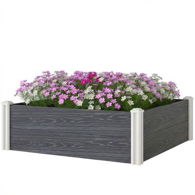 Outsunny Bac surélevé de jardin en vinyle, 102x102x33 cm, kit modulaire avec pieds emboîtables et fond ouvert, jardinière potager surélevée d'extérieur pour fleurs, herbes et légumes, Gris foncé - Publicité Outsunny Bac surélevé de jardin en vinyle, 102x102x33 cm, kit modulaire avec pieds emboîtables et fond ouvert, jardinière potager surélevée d'extérieur pour fleurs, herbes et légumes, Gris foncé - Publicité