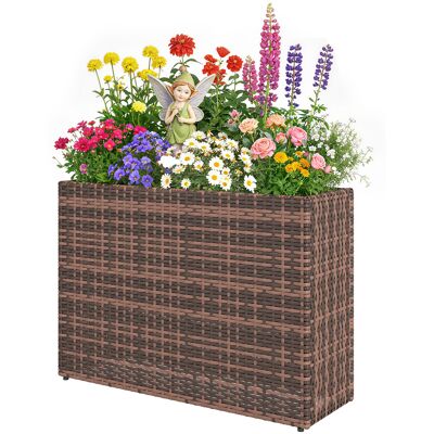 Outsunny Bac surélevé à pieds réglables, bac en rotin avec insert amovible pour terrasse et balcon, marron - Publicité Outsunny Bac surélevé à pieds réglables, bac en rotin avec insert amovible pour terrasse et balcon, marron - Publicité