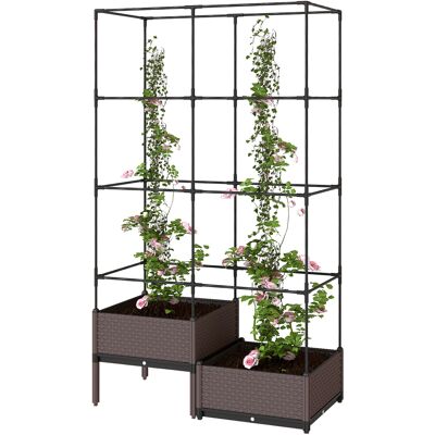 Outsunny Bac surélevé bac de plantation avec treillis, trous de drainage, jardinière en plastique 100 x 50 x 174 cm - Publicité Outsunny Bac surélevé bac de plantation avec treillis, trous de drainage, jardinière en plastique 100 x 50 x 174 cm - Publicité