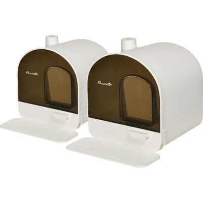 PawHut Lot de 2 bacs à litière pour chat maison de toilette porte battante, pelle et filtre inclus dim. 43L x 44l x 47H cm - Publicité PawHut Lot de 2 bacs à litière pour chat maison de toilette porte battante, pelle et filtre inclus dim. 43L x 44l x 47H cm - Publicité