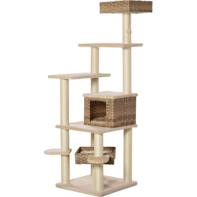 Arbre à Chat PawHut Multi-niveaux MDF Sisal Beige Marron - Publicité Arbre à Chat PawHut Multi-niveaux MDF Sisal Beige Marron - Publicité