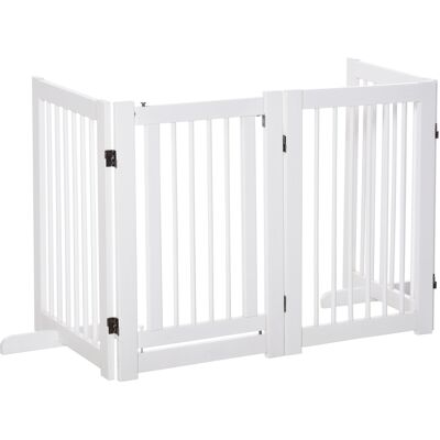Barrière pour Animaux PawHut 204x75cm En Bois Pliable avec Porte Blanc - Publicité Barrière pour Animaux PawHut 204x75cm En Bois Pliable avec Porte Blanc - Publicité