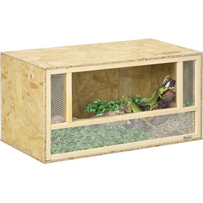 Terrarium en OSB bois PawHut pour reptiles - 80x40x40 cm - Publicité Terrarium en OSB bois PawHut pour reptiles - 80x40x40 cm - Publicité
