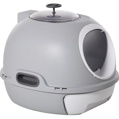 PawHut Bac à litière pour chat maison de toilette portable pour chat tiroir à litière coulissant porte battante lucarne + pelle - Publicité PawHut Bac à litière pour chat maison de toilette portable pour chat tiroir à litière coulissant porte battante lucarne + pelle - Publicité