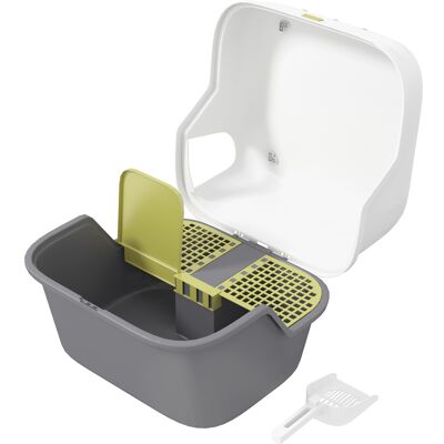 PawHut - Semi-Closed Litter Box - 50 x 50 x 39 cm - Crème - Bac à litière pour chats - Publicité PawHut - Semi-Closed Litter Box - 50 x 50 x 39 cm - Crème - Bac à litière pour chats - Publicité
