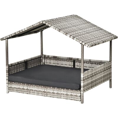 PawHut Maison pour chien Panier pour animal de compagnie, résistant aux intempéries, coussin amovible, Gris - Publicité PawHut Maison pour chien Panier pour animal de compagnie, résistant aux intempéries, coussin amovible, Gris - Publicité
