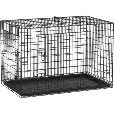 Cage pour chien en acier PawHut avec portes verrouillables - 106x68x76cm - Publicité Cage pour chien en acier PawHut avec portes verrouillables - 106x68x76cm - Publicité