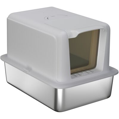 PawHut Litière pour chat, Bac en acier inoxydable, Filtre, Pelle, pour chats jusqu'à 6 kg, 40,5 x 60,5 x 41,5 cm, Gris/Argent - Publicité PawHut Litière pour chat, Bac en acier inoxydable, Filtre, Pelle, pour chats jusqu'à 6 kg, 40,5 x 60,5 x 41,5 cm, Gris/Argent - Publicité