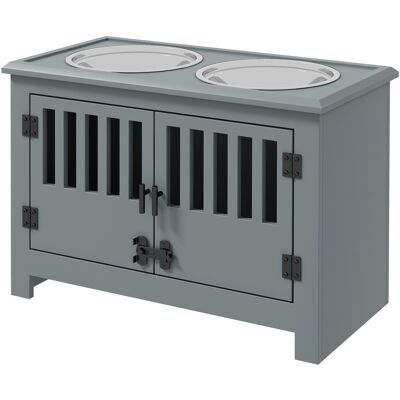 PawHut Station d'alimentation surélevée pour grands chiens, 2 bols en acier inoxydable, espace de rangement, 35,5x60x30 cm, Gris - Publicité PawHut Station d'alimentation surélevée pour grands chiens, 2 bols en acier inoxydable, espace de rangement, 35,5x60x30 cm, Gris - Publicité