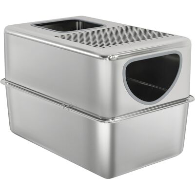 PawHut Litière en Acier Inoxydable XL pour Chats Bac à Litière avec Pelle Ouvertures Doubles Facile à nettoyer Argent - Publicité PawHut Litière en Acier Inoxydable XL pour Chats Bac à Litière avec Pelle Ouvertures Doubles Facile à nettoyer Argent - Publicité