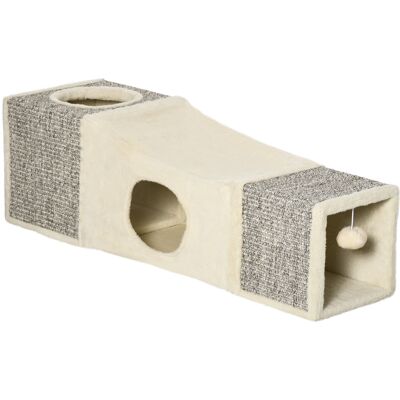 PawHut - CatTunnel - Crème - 98x30x30 cm - Tunnel pour chat - Publicité PawHut - CatTunnel - Crème - 98x30x30 cm - Tunnel pour chat - Publicité