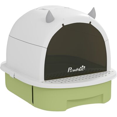 PawHut Maison de toilette pour chat bac à litière fermé chat poignée de transport porte translucide 40,5 x 52 x 39 cm vert - Publicité PawHut Maison de toilette pour chat bac à litière fermé chat poignée de transport porte translucide 40,5 x 52 x 39 cm vert - Publicité