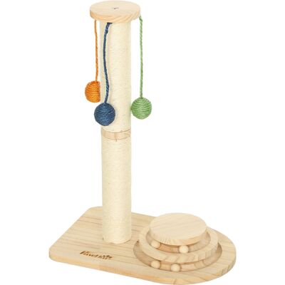 PawHut Poteau Griffoir pour Chats Hauteur 56,5 cm avec 3 Balles Suspendues Jouet Balle sur Piste Bois Naturel - Publicité PawHut Poteau Griffoir pour Chats Hauteur 56,5 cm avec 3 Balles Suspendues Jouet Balle sur Piste Bois Naturel - Publicité