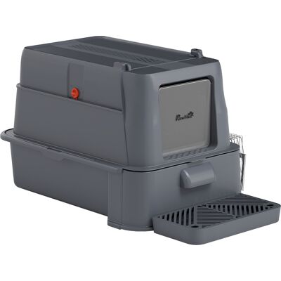PawHut Bac à litière pour chats XL en acier inoxydable avec couvercle rabattable 180° Parois hautes Pédale Pelle Gris foncé - Publicité PawHut Bac à litière pour chats XL en acier inoxydable avec couvercle rabattable 180° Parois hautes Pédale Pelle Gris foncé - Publicité