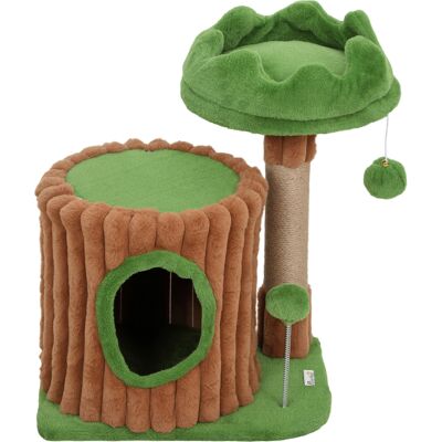 PawHut Arbre à Griffer pour Chats 53 cm Design Tronc avec Maisonnette Couchage Poteau en Jute Boules Marron et Vert - Publicité PawHut Arbre à Griffer pour Chats 53 cm Design Tronc avec Maisonnette Couchage Poteau en Jute Boules Marron et Vert - Publicité