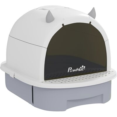 PawHut Maison de toilette pour chat bac à litière fermé chat poignée de transport porte translucide 40,5 x 52 x 39 cm gris - Publicité PawHut Maison de toilette pour chat bac à litière fermé chat poignée de transport porte translucide 40,5 x 52 x 39 cm gris - Publicité