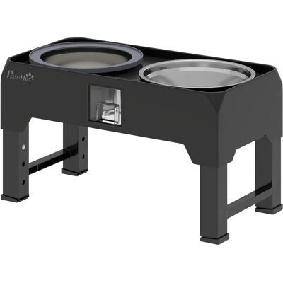 PawHut Gamelle surélevée réglable, gamelle avec bol d'eau, 2 bols en acier inoxydable pour chiens petits à grands, noir - Publicité PawHut Gamelle surélevée réglable, gamelle avec bol d'eau, 2 bols en acier inoxydable pour chiens petits à grands, noir - Publicité