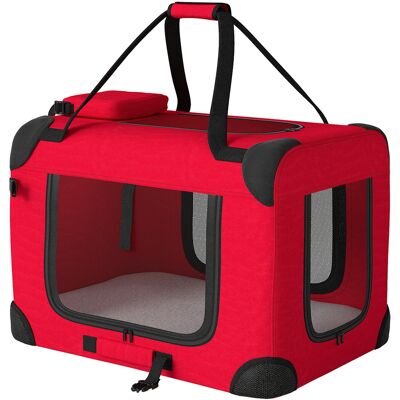 PawHut Transporteur pour Chiens Pliable 60x41,5x41 cm avec Fenêtres en Maille Coussin Doux et 2 Poignées pour Chiens Miniatures et Chats Rouge - Publicité PawHut Transporteur pour Chiens Pliable 60x41,5x41 cm avec Fenêtres en Maille Coussin Doux et 2 Poignées pour Chiens Miniatures et Chats Rouge - Publicité
