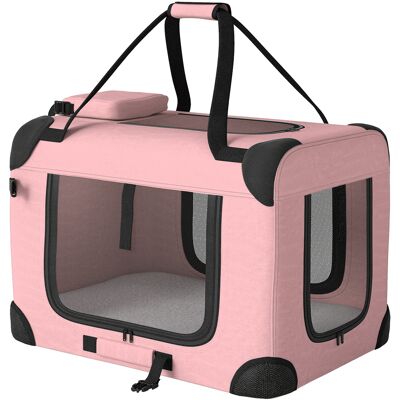 PawHut Transporteur pliable pour chiens 60x41,5x41 cm avec fenêtres en maille, coussin doux et 2 poignées pour mini chiens et chats rose - Publicité PawHut Transporteur pliable pour chiens 60x41,5x41 cm avec fenêtres en maille, coussin doux et 2 poignées pour mini chiens et chats rose - Publicité