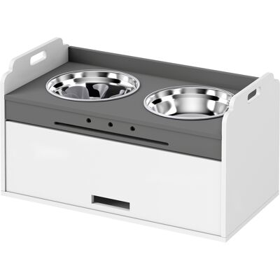 PawHut Gamelle surélevée avec armoire de rangement, 2 bols avec anneaux antidérapants, 60 x 30 x 35,5 cm, Blanc - Publicité PawHut Gamelle surélevée avec armoire de rangement, 2 bols avec anneaux antidérapants, 60 x 30 x 35,5 cm, Blanc - Publicité