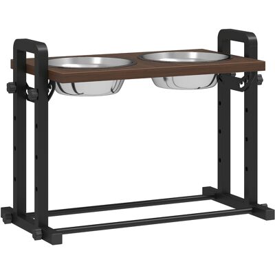 PawHut Bol surélevé pour chien 4 hauteurs réglables avec support, 2 x bols en acier inoxydable 1,2 L, 3 angles réglables, Marron - Publicité PawHut Bol surélevé pour chien 4 hauteurs réglables avec support, 2 x bols en acier inoxydable 1,2 L, 3 angles réglables, Marron - Publicité