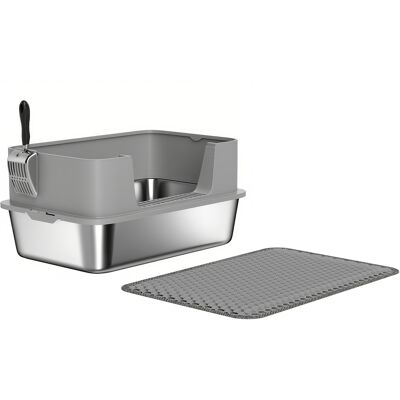 PawHut Bac à litière XL en acier inoxydable, maison de toilette pour grand chat, nettoyage facile 60,2 x 40,2 x 29,5 cm, gris - Publicité PawHut Bac à litière XL en acier inoxydable, maison de toilette pour grand chat, nettoyage facile 60,2 x 40,2 x 29,5 cm, gris - Publicité