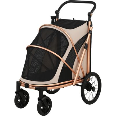 PawHut Poussette pour Chiens Pliable jusqu'à 20 kg avec Grandes Roues Suspension et Frein Fenêtres en Maille Coussin Brun Clair - Publicité PawHut Poussette pour Chiens Pliable jusqu'à 20 kg avec Grandes Roues Suspension et Frein Fenêtres en Maille Coussin Brun Clair - Publicité