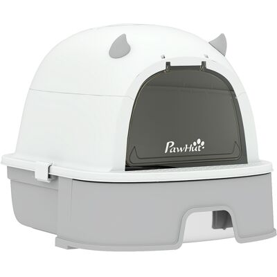 PawHut Bac à litière pour chats L Bac à litière avec couvercle amovible et plateau en acier inoxydable amovible Pelle Gris - Publicité PawHut Bac à litière pour chats L Bac à litière avec couvercle amovible et plateau en acier inoxydable amovible Pelle Gris - Publicité
