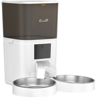 PawHut Distributeur Croquettes Chat Automatique 2 Animaux 6L Double Bol Inox WiFi Tuya App ABS 37x36x35cm Blanc - Publicité PawHut Distributeur Croquettes Chat Automatique 2 Animaux 6L Double Bol Inox WiFi Tuya App ABS 37x36x35cm Blanc - Publicité
