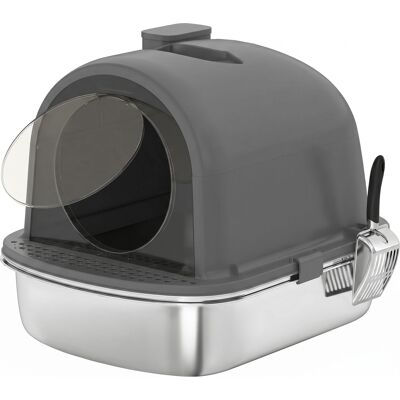 PawHut Maison de Toilette pour Chat Bac à Litière Fermé, Nettoyage facile, Bac Acier Inoxydable, 52,4x41,3x39,9cm, gris foncé - Publicité PawHut Maison de Toilette pour Chat Bac à Litière Fermé, Nettoyage facile, Bac Acier Inoxydable, 52,4x41,3x39,9cm, gris foncé - Publicité