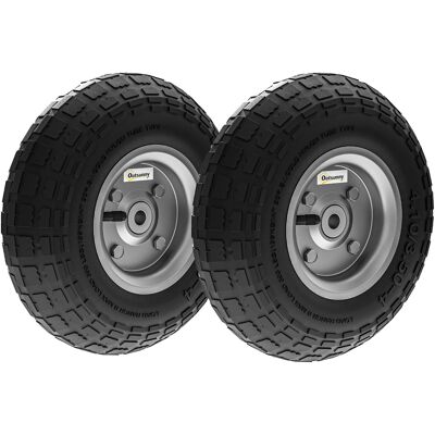 Outsunny Lot de 2 Pneus Pneumatiques de Remplacement Alésage de 16mm pour Chariot de Jardin, Brouette et diable - Publicité Outsunny Lot de 2 Pneus Pneumatiques de Remplacement Alésage de 16mm pour Chariot de Jardin, Brouette et diable - Publicité