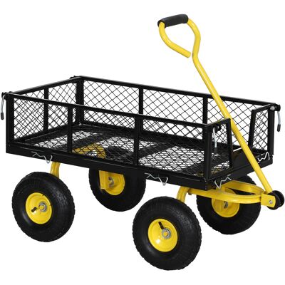 Chariot de jardin Outsunny en acier - côtés amovibles, 200kg - Publicité Chariot de jardin Outsunny en acier - côtés amovibles, 200kg - Publicité