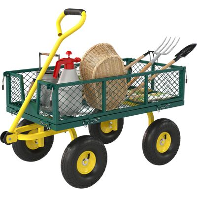 Outsunny Chariot de jardin en acier avec capacité 200 kg et parois latérales amovibles, 104x54x51 cm, vert et jaune - Publicité Outsunny Chariot de jardin en acier avec capacité 200 kg et parois latérales amovibles, 104x54x51 cm, vert et jaune - Publicité