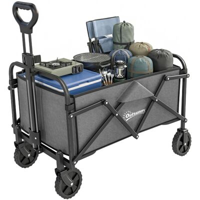 Outsunny Chariot de Jardin Charrette de Transport Pliable Tout-Terrain 66L Charge 68kg Poignée Réglable 81 x 45 x 89 cm Gris - Publicité Outsunny Chariot de Jardin Charrette de Transport Pliable Tout-Terrain 66L Charge 68kg Poignée Réglable 81 x 45 x 89 cm Gris - Publicité