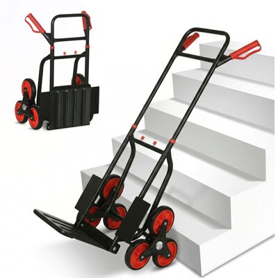 Durhand Homcom Diable chariot pour escalier 6 roues diable repliable extensible 150 Kg - chariot pliable acier noir rouge - Publicité Durhand Homcom Diable chariot pour escalier 6 roues diable repliable extensible 150 Kg - chariot pliable acier noir rouge - Publicité