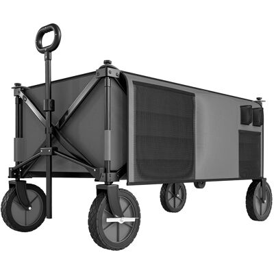 Outsunny Chariot de jardin pliable bâche amovible poignée télescopique inclinaison réglable 5 sacs 108 x 55 x 93 cm gris foncé - Publicité Outsunny Chariot de jardin pliable bâche amovible poignée télescopique inclinaison réglable 5 sacs 108 x 55 x 93 cm gris foncé - Publicité